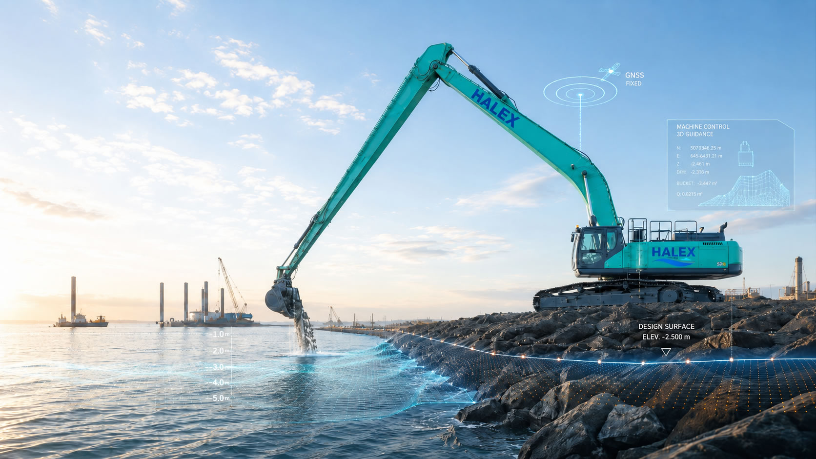 Halex excavator equipped with 3D machine guidance